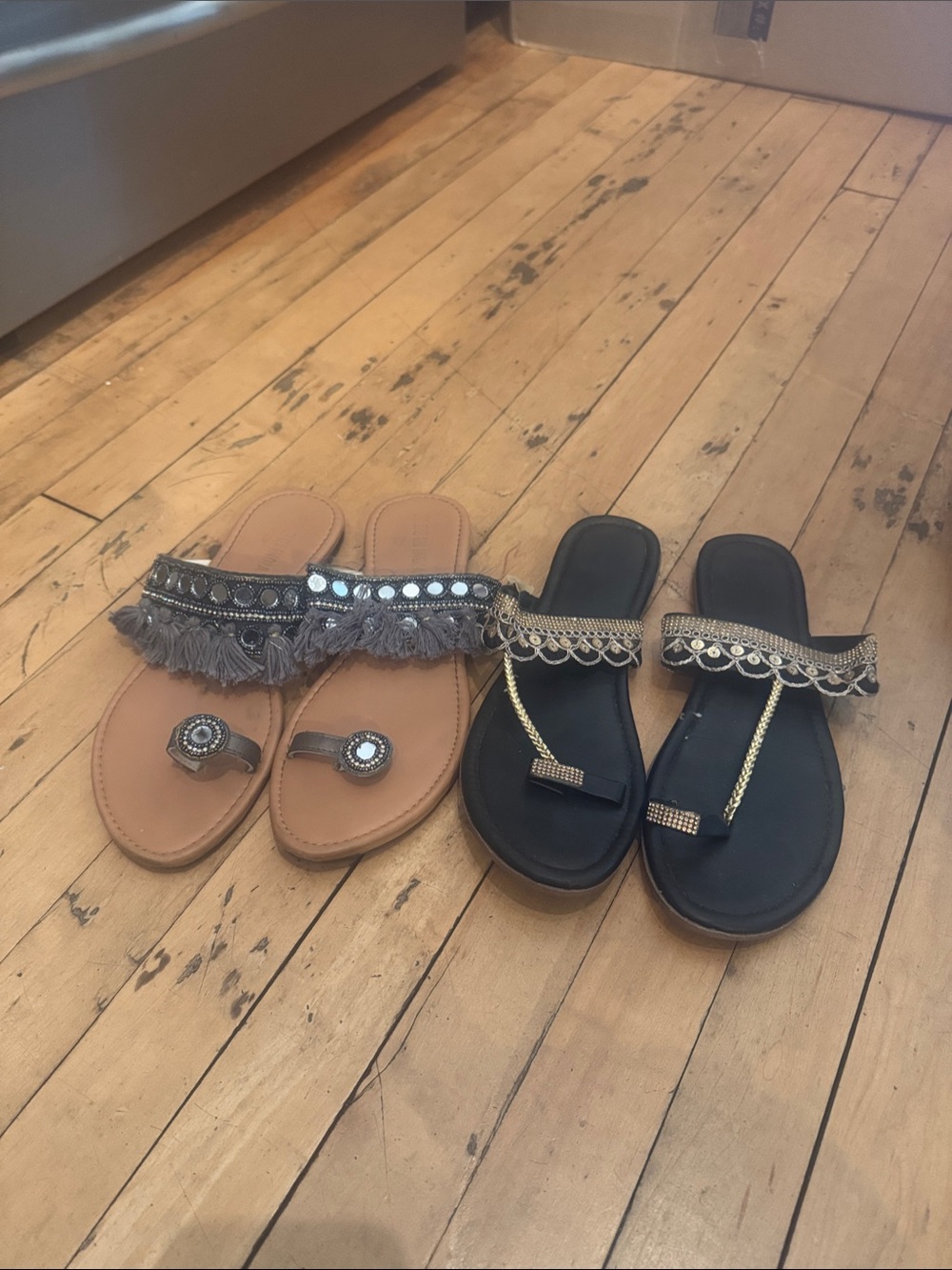 Sparkly Boho Slip-On Sandals